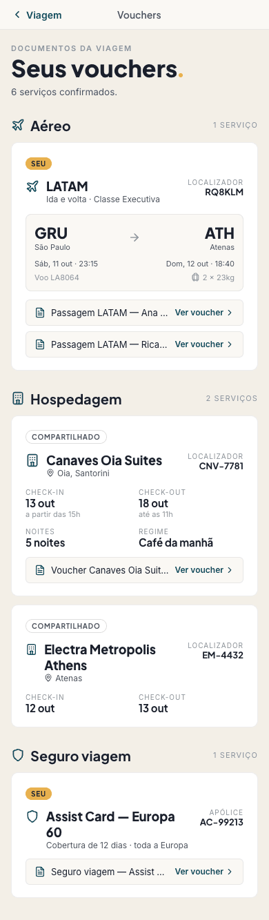 App do passageiro — vouchers